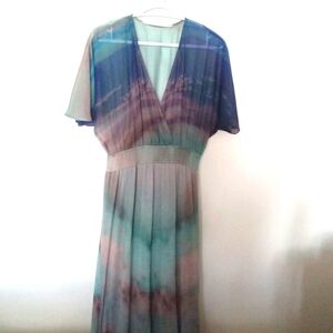 Twelfth Street by Cynthia Vincent Women's Grey & Sunset Watercolor Maxi Dress